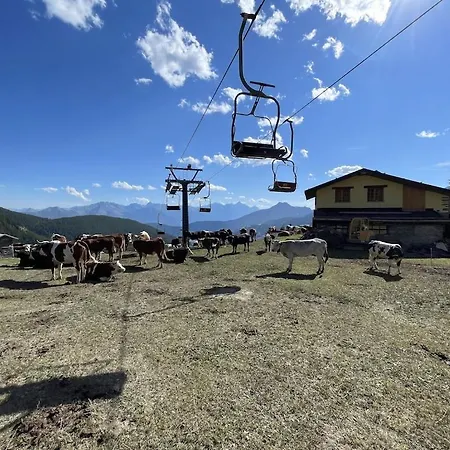 Im Skigebiet Auf Autofreier Alm Zwischen Den Hochsten Bergen Der Alpen. Apartman Chamois